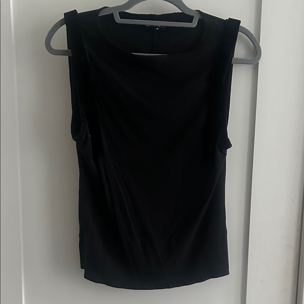 J.Crew sleeveless black tank with velvet trim and bow
